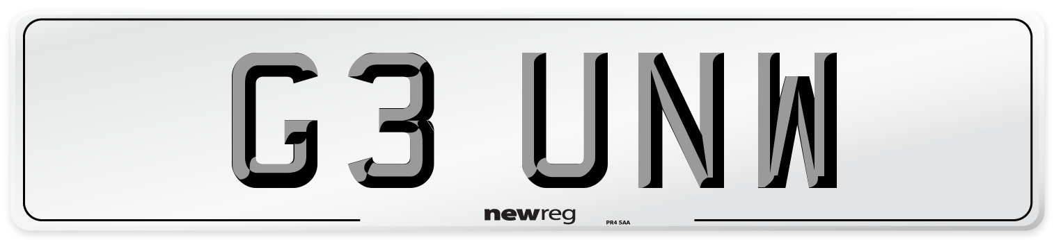 G3 UNW Front Number Plate