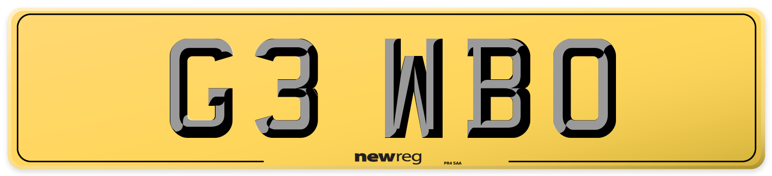 G3 WBO Rear Number Plate