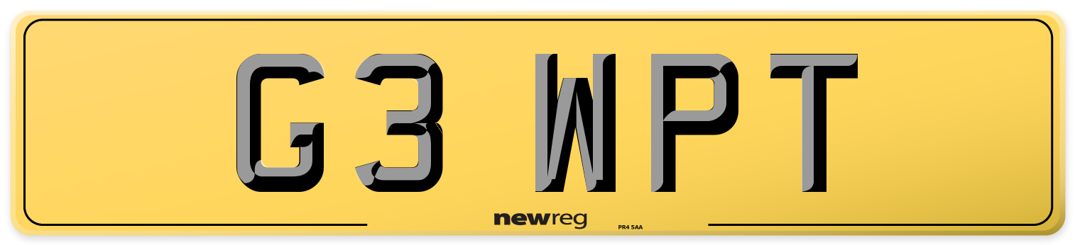 G3 WPT Rear Number Plate