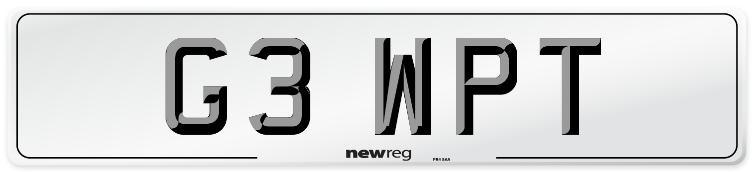 G3 WPT Front Number Plate