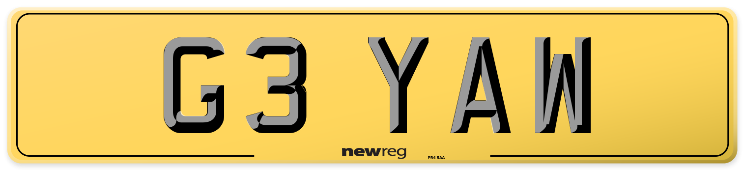 G3 YAW Rear Number Plate