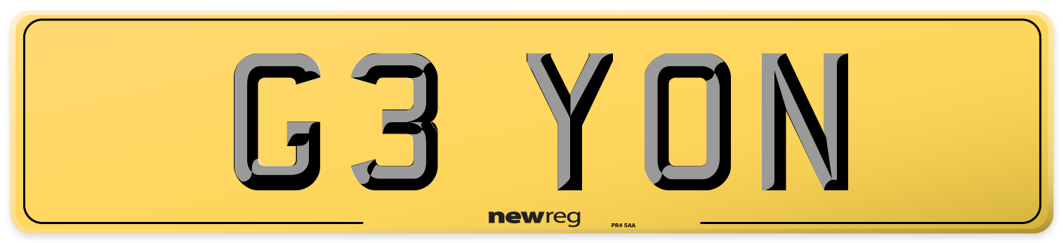 G3 YON Rear Number Plate