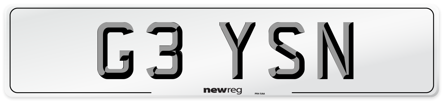 G3 YSN Front Number Plate