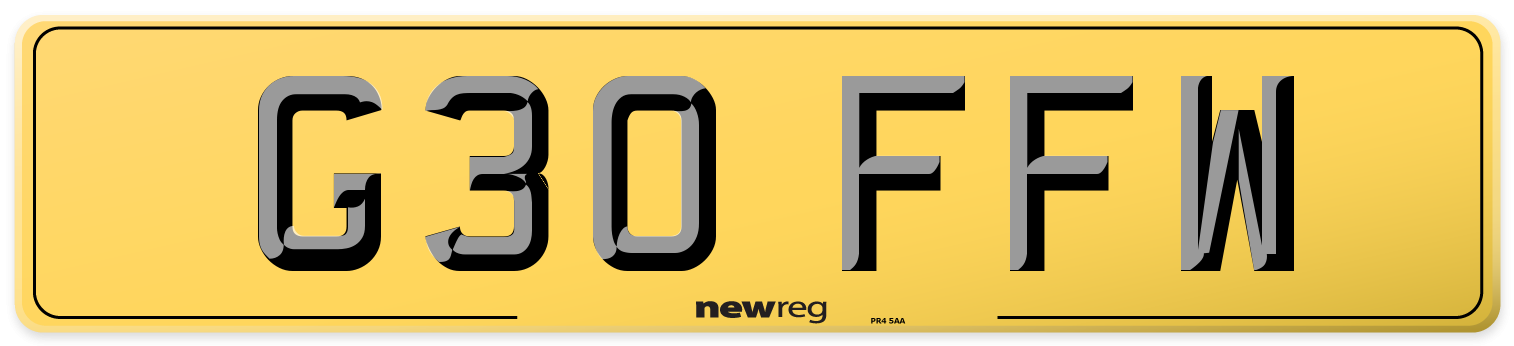 G30 FFW Rear Number Plate