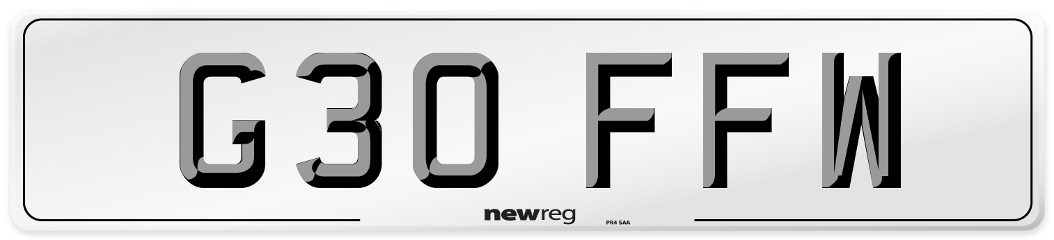 G30 FFW Front Number Plate