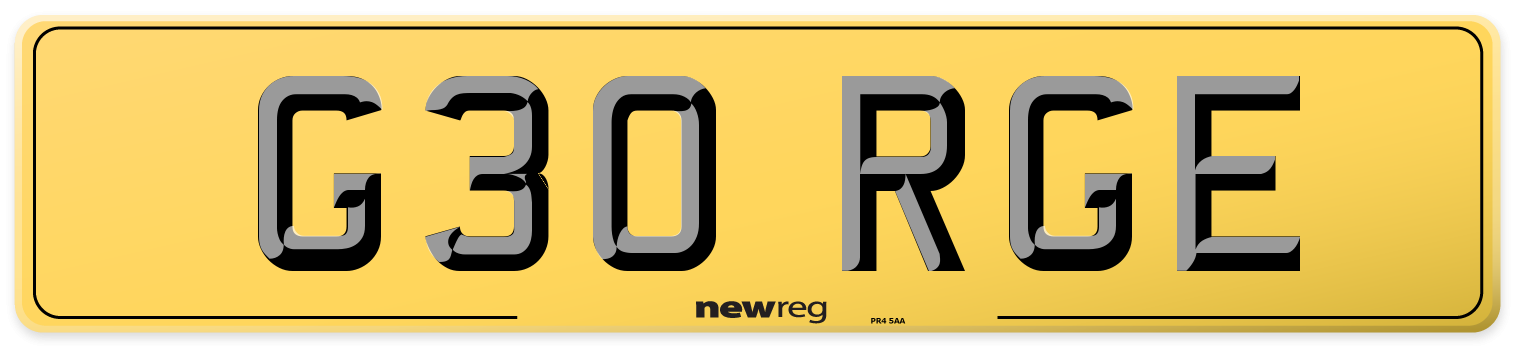 G30 RGE Rear Number Plate