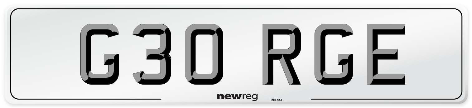 G30 RGE Front Number Plate