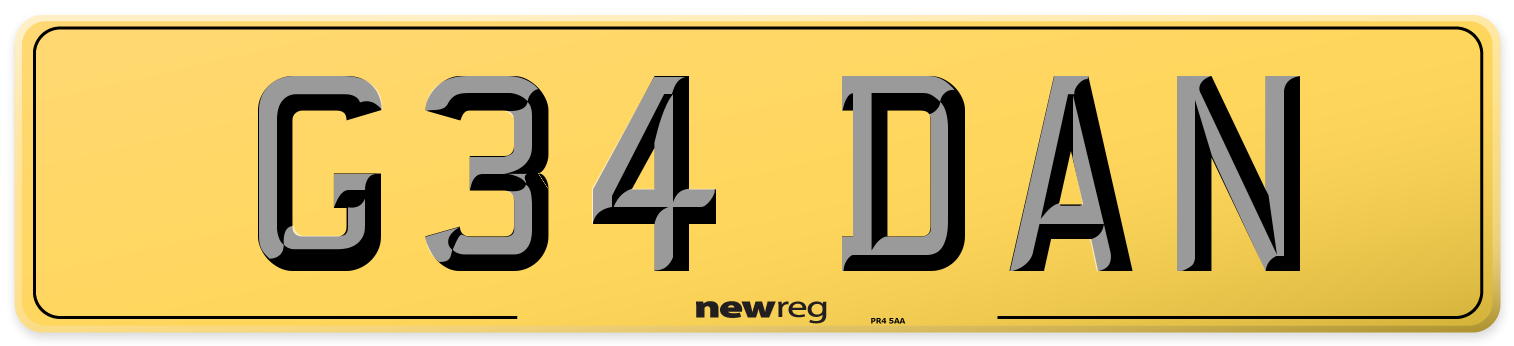 G34 DAN Rear Number Plate