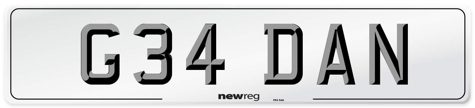 G34 DAN Front Number Plate