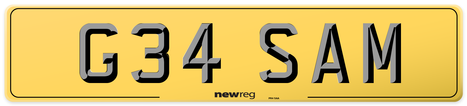 G34 SAM Rear Number Plate