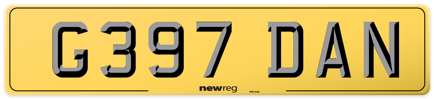 G397 DAN Rear Number Plate