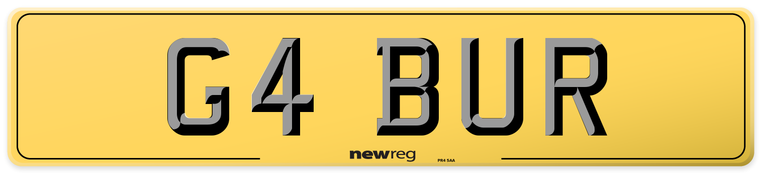 G4 BUR Rear Number Plate