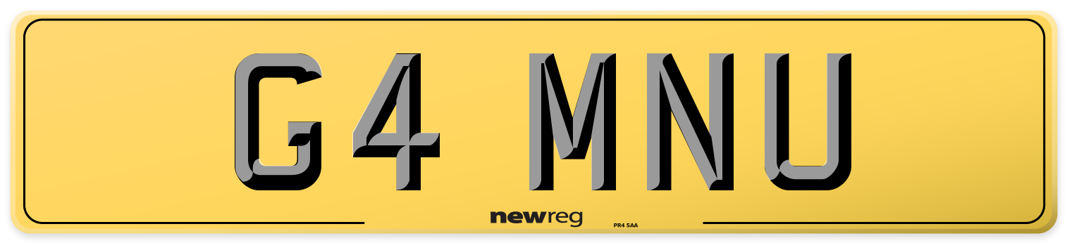 G4 MNU Rear Number Plate