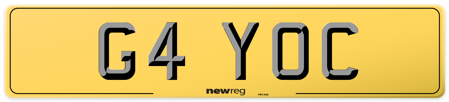 G4 YOC Rear Number Plate