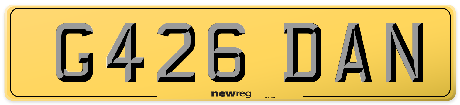 G426 DAN Rear Number Plate