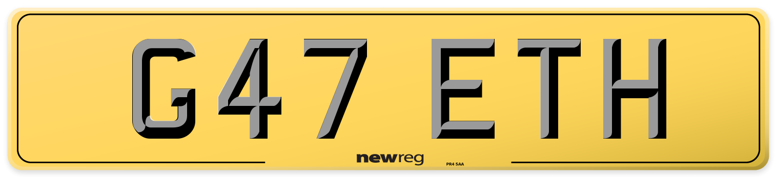 G47 ETH Rear Number Plate