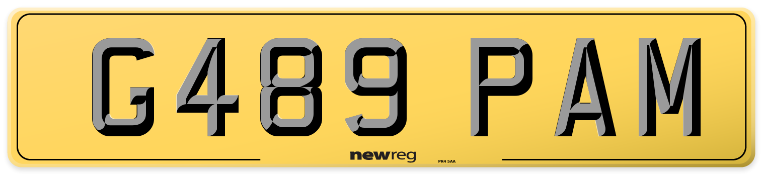 G489 PAM Rear Number Plate