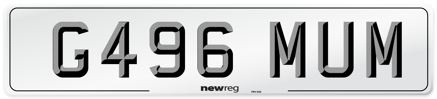 G496 MUM Front Number Plate