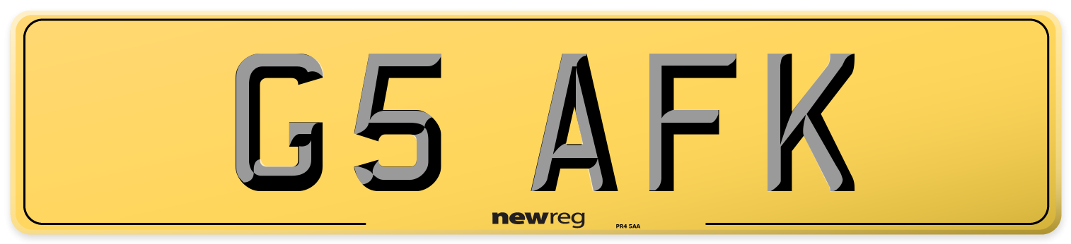 G5 AFK Rear Number Plate