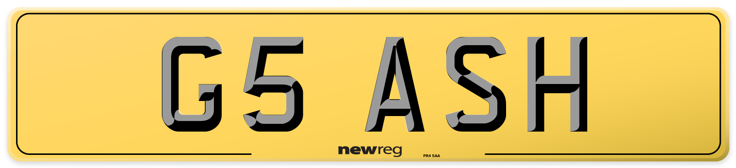 G5 ASH Rear Number Plate