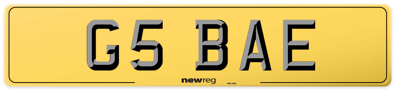 G5 BAE Rear Number Plate