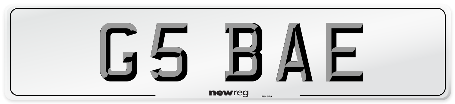 G5 BAE Front Number Plate