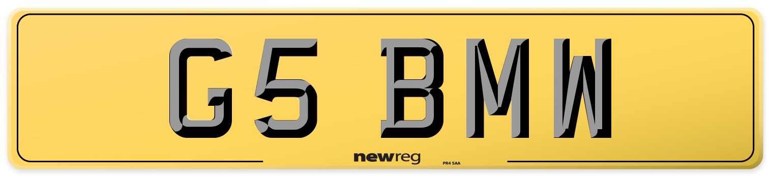 G5 BMW Rear Number Plate