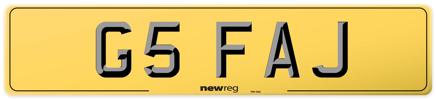 G5 FAJ Rear Number Plate