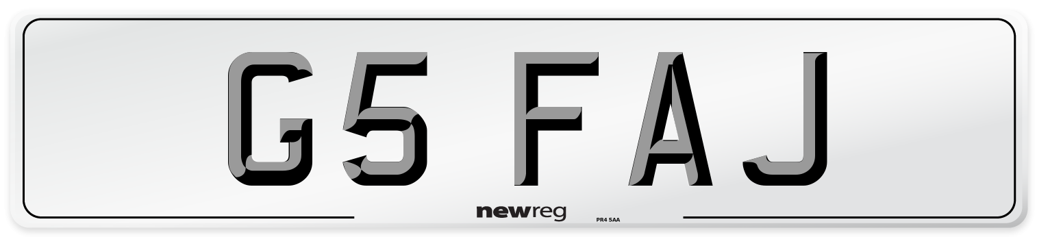G5 FAJ Front Number Plate
