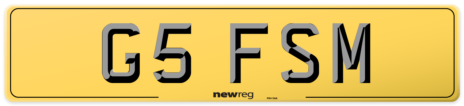 G5 FSM Rear Number Plate
