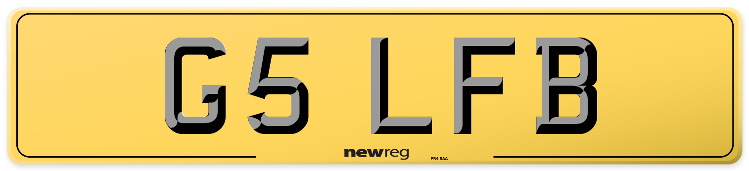 G5 LFB Rear Number Plate