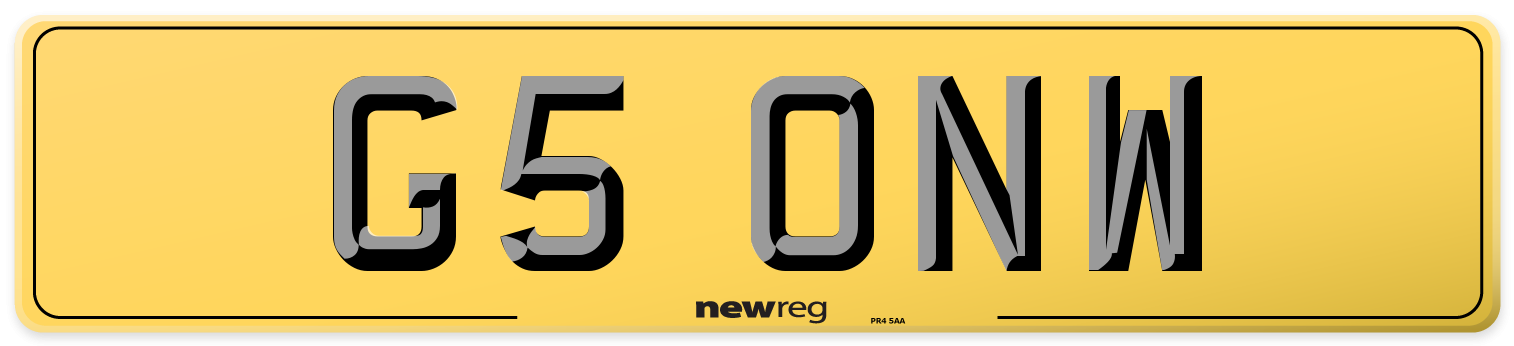 G5 ONW Rear Number Plate