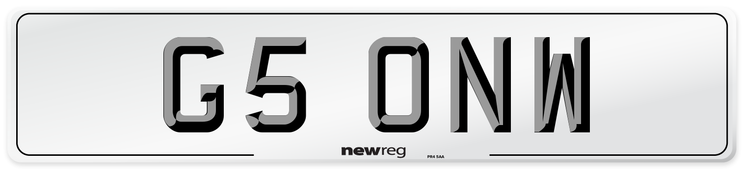 G5 ONW Front Number Plate