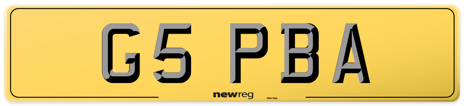 G5 PBA Rear Number Plate