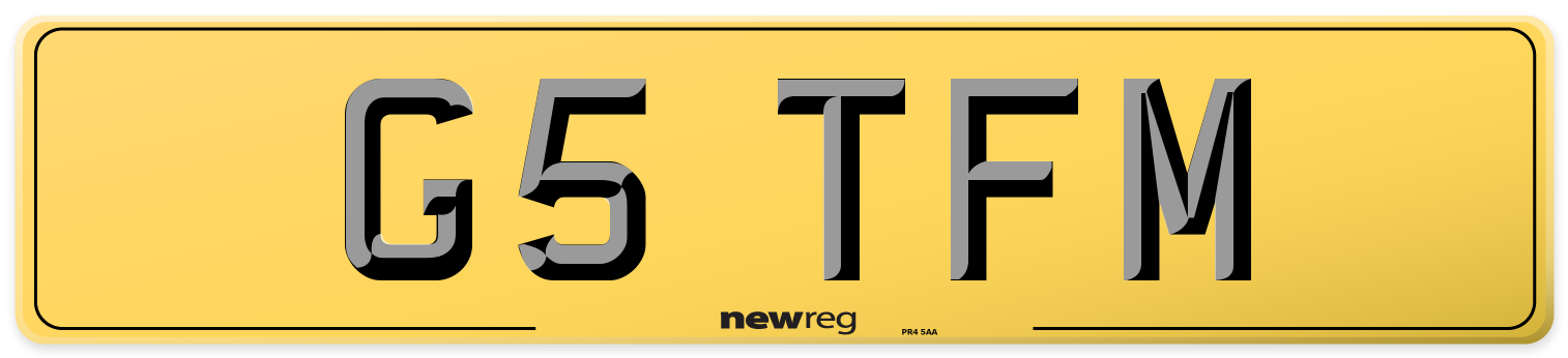 G5 TFM Rear Number Plate