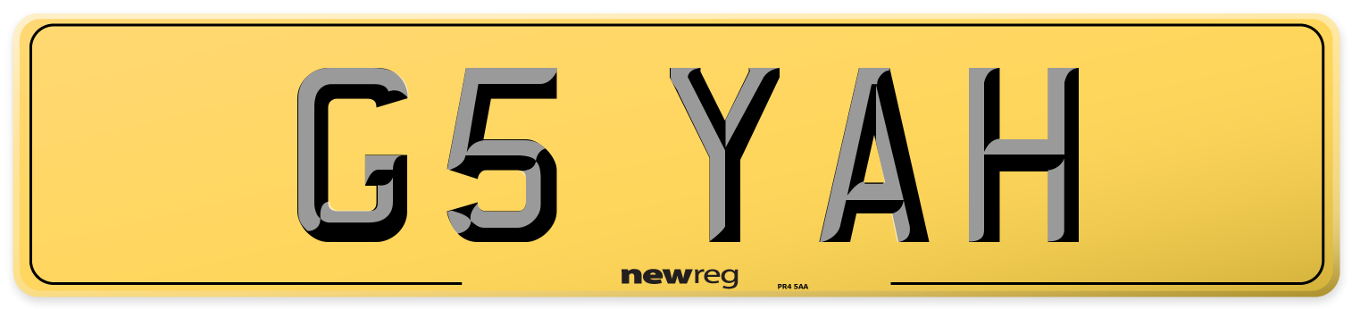 G5 YAH Rear Number Plate