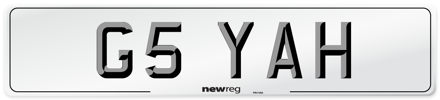 G5 YAH Front Number Plate