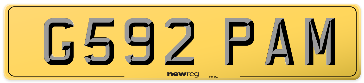 G592 PAM Rear Number Plate