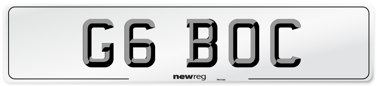 G6 BOC Front Number Plate