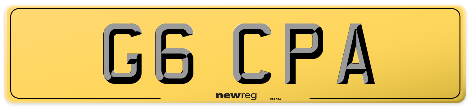 G6 CPA Rear Number Plate