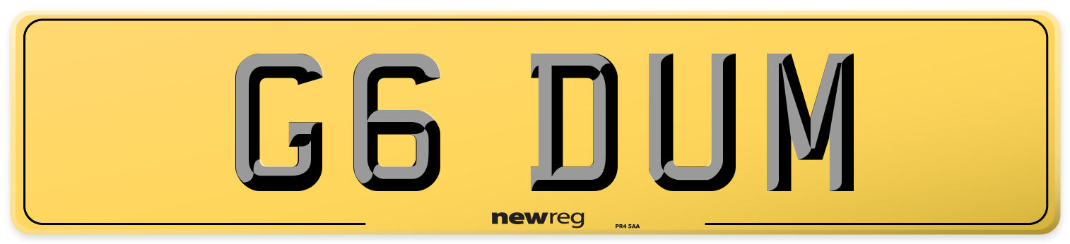 G6 DUM Rear Number Plate