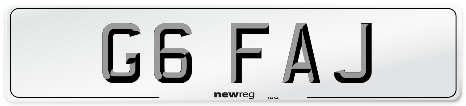 G6 FAJ Front Number Plate