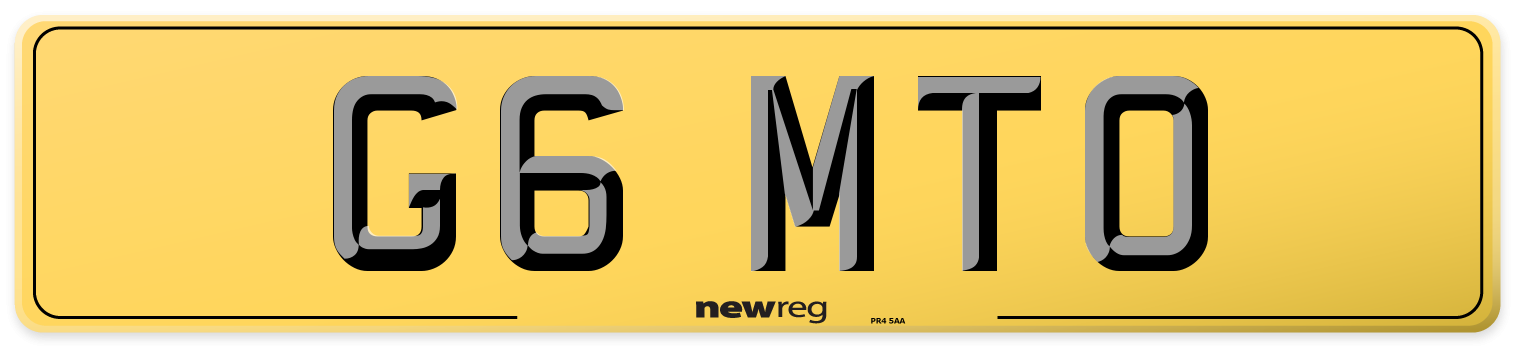 G6 MTO Rear Number Plate