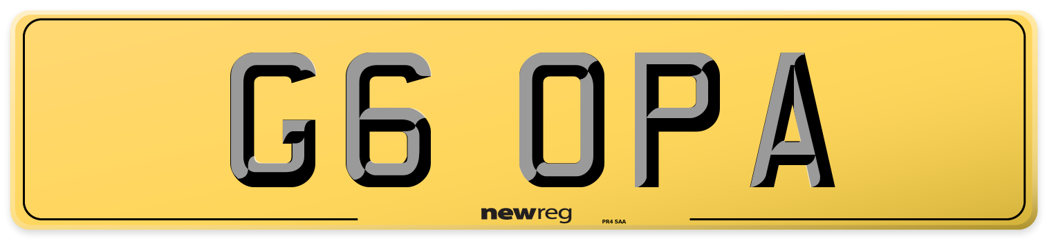 G6 OPA Rear Number Plate