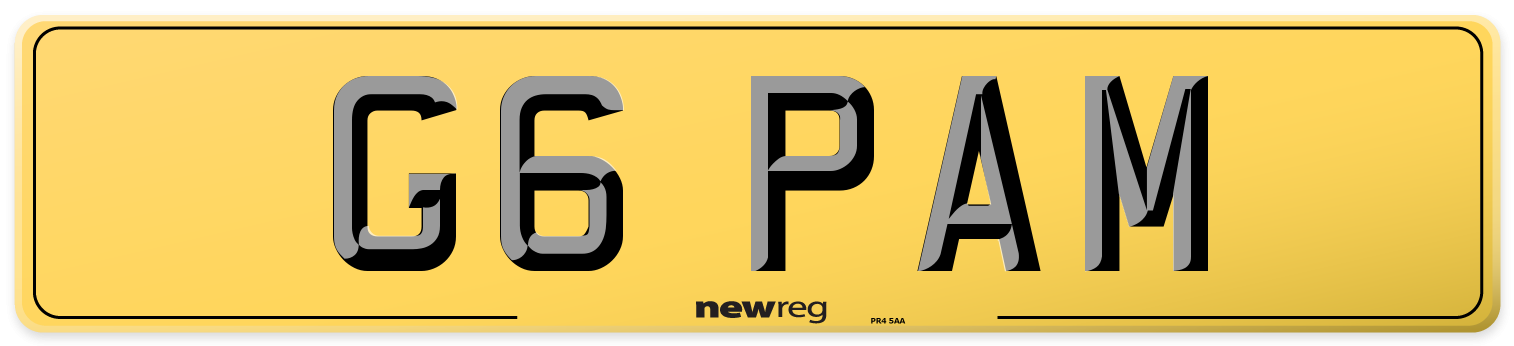 G6 PAM Rear Number Plate