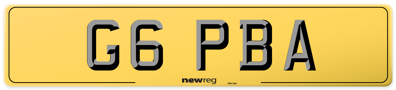 G6 PBA Rear Number Plate