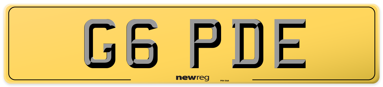 G6 PDE Rear Number Plate