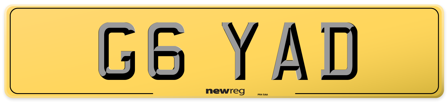 G6 YAD Rear Number Plate