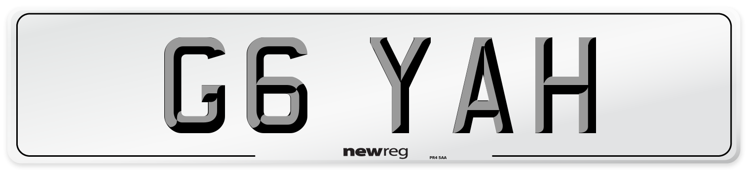 G6 YAH Front Number Plate