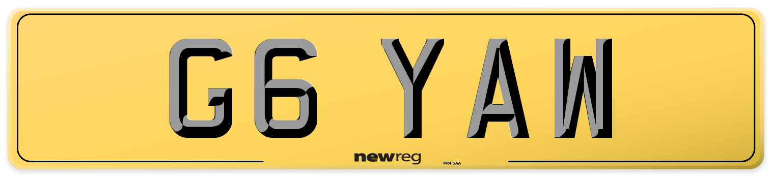 G6 YAW Rear Number Plate